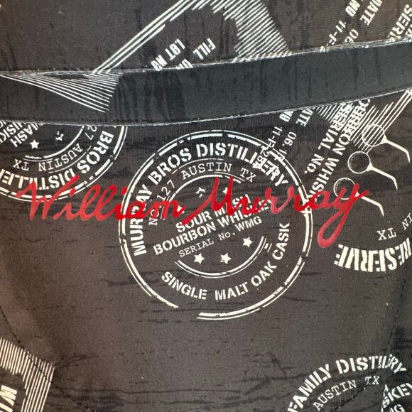 William Murray Men’s M Golf Polo Shirt Black Whiskey Print Stretch Performance - Picture 7 of 13